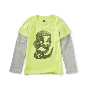 Tea Collection Yellow Gray Snake Layer Sleeve Cotton Graphic Tee Toddler 2Y